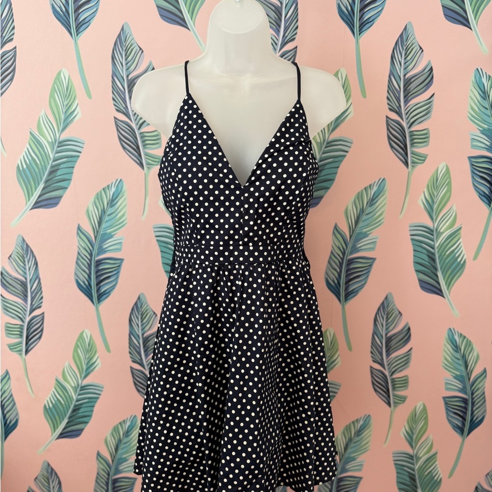 Love, Nickie Lew Polka Dot Mini Dress | Navy & White | Size L